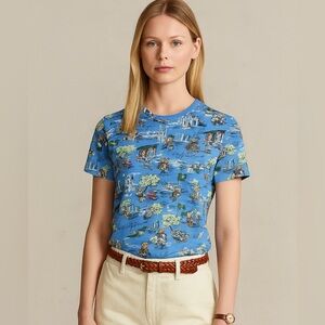 Ralph Lauren Polo Bear Paris-Print Cotton Jersey Tee